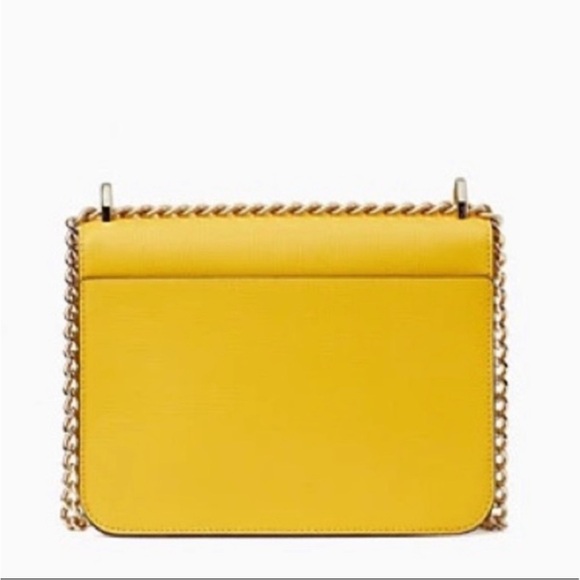 KATE SPADE REMI FLAP CHAIN CROSSBODY sunflower yellow gold Purse Small Bag New - Picture 3 of 4